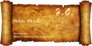 Hohn Ottó névjegykártya